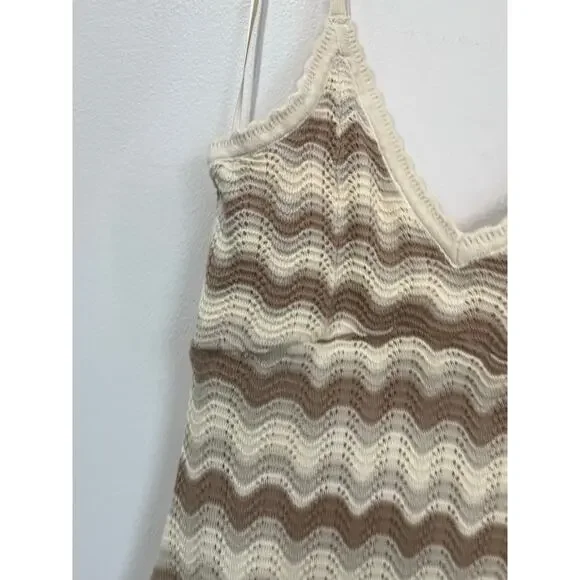 Hollister Crochet Knit Neutral Chevron Boho Festival Midi Dress Size XS - Picture 5 of 11